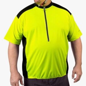 Aero Tech Designs Cyclewear Shirt Men 4X Yellow Black 3/4 Zip Short Sleeve Bike